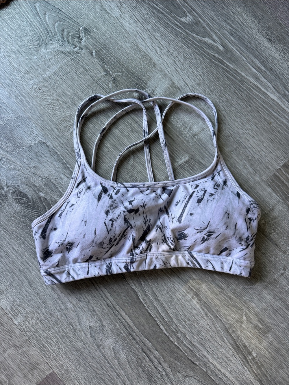 Athleta Women's Abstract Sports Bra in Gray & Black